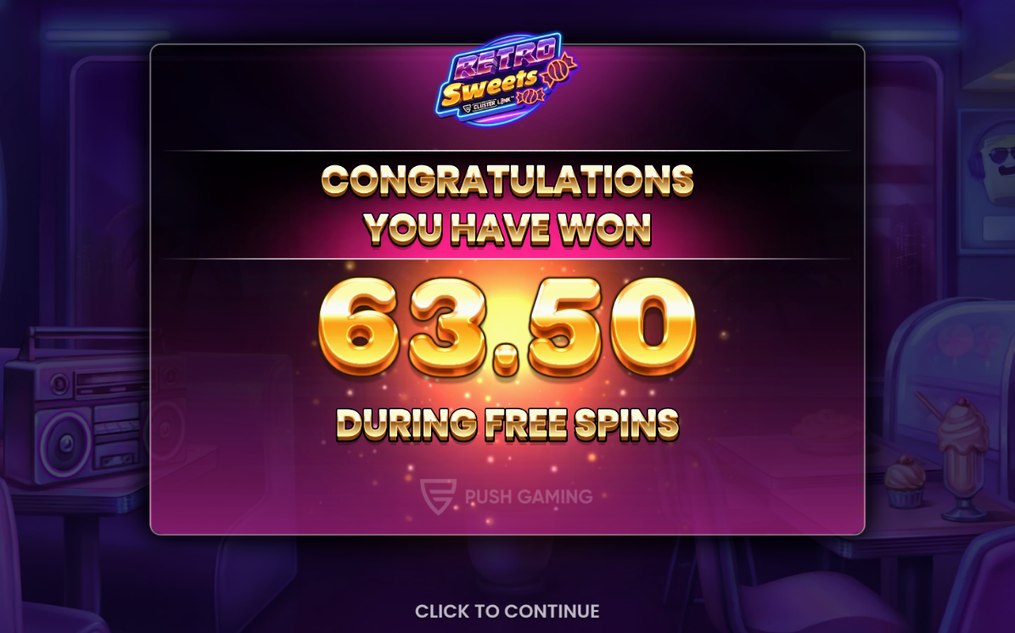 Win screen showing a cluster of five matching candies