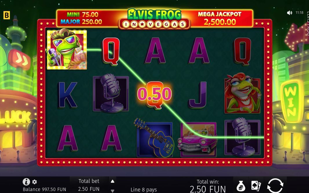 Win screen with line wins on the 25 paylines