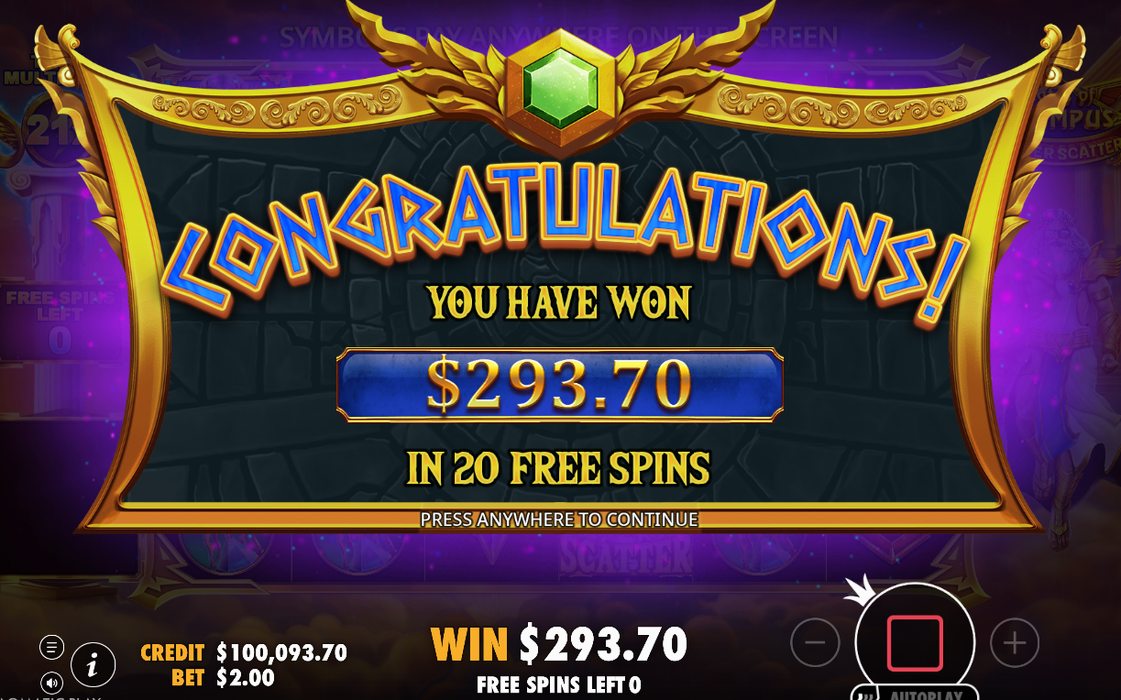 Win display after a tumble sequence with multipliers